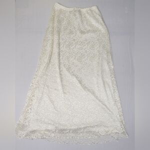 Ronni Nicole Fairycore Boho Seaside Cream Lace Floral Maxi Skirt Sz 12 Bridal